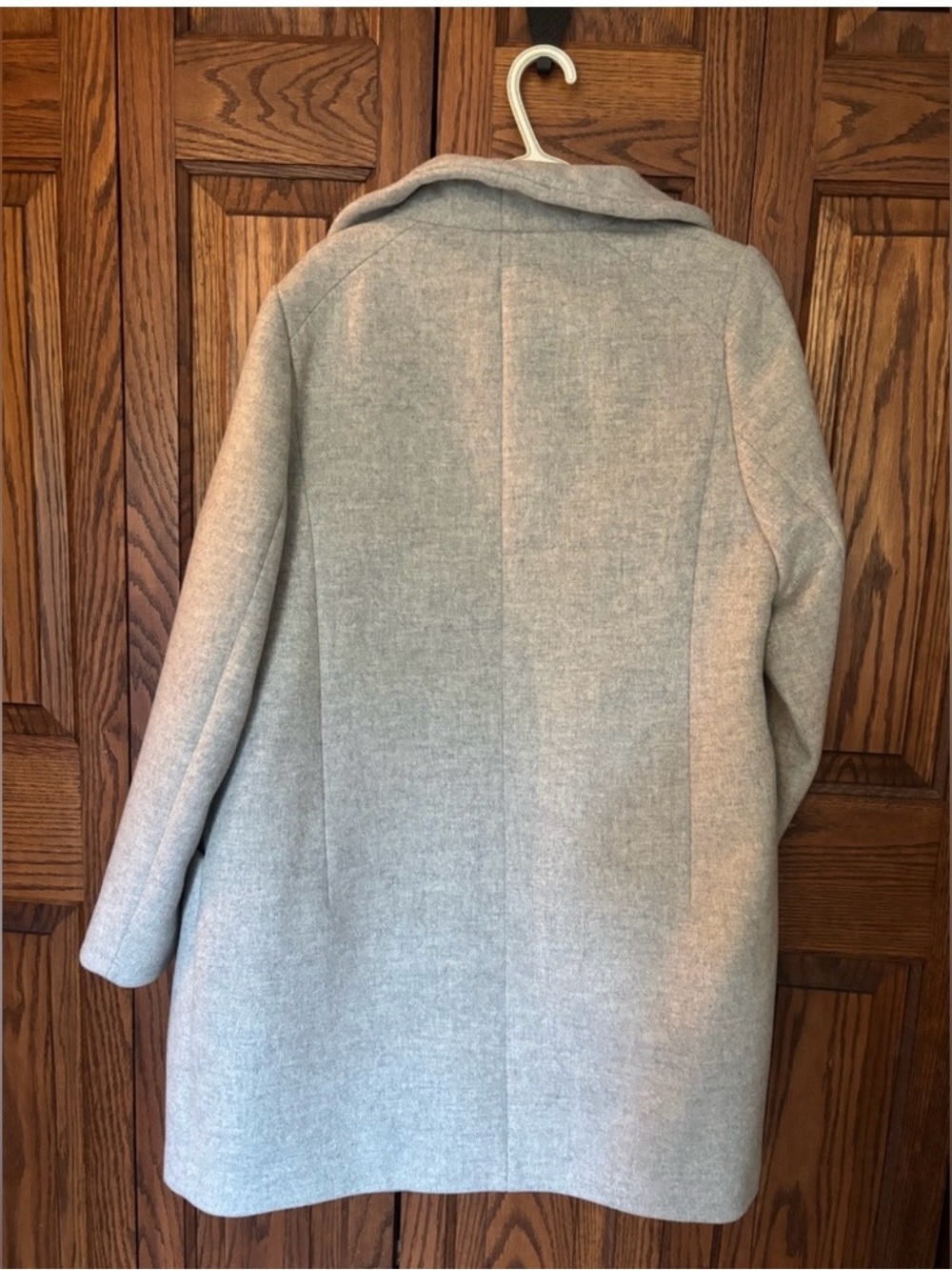 Aritzia Wilfred Light Gray Shawl-Collar Pea Coat - Picture 2 of 6
